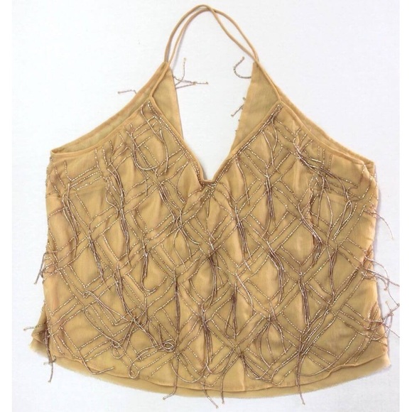 Free People Tops - Free People Gatsby Mango Beaded Fringe Tank